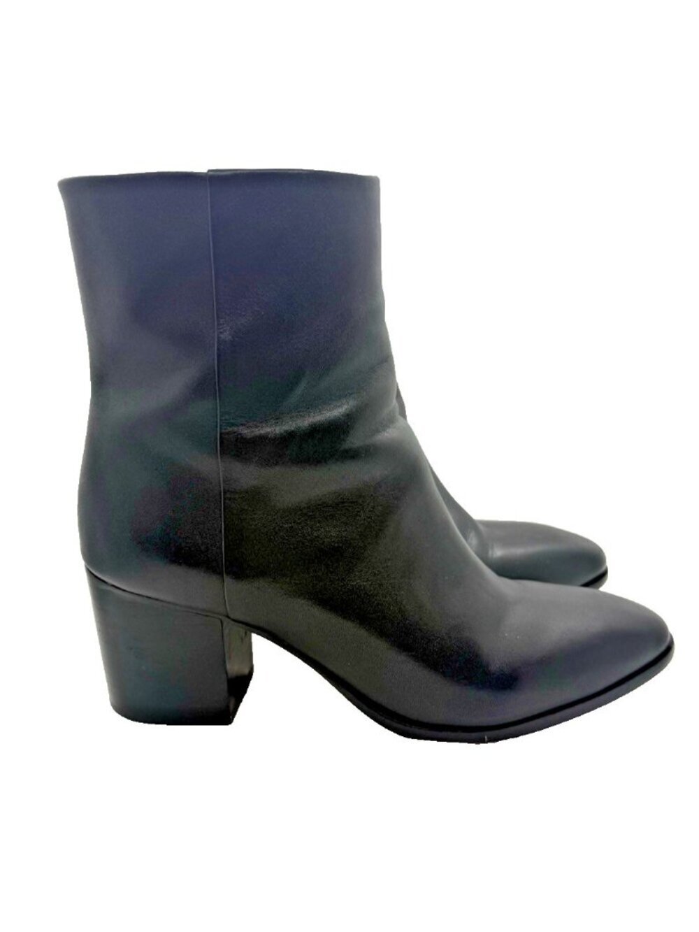 J.Crew Sadie Stacked Heel Soft Leather Ankle Boots Black Women's Size 9.5 BA566